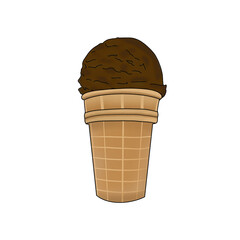 Hand draw illustration ice cream. Summer food, cold cream, frozen.Digital clipart gelato.Logo design, menu,restaurant