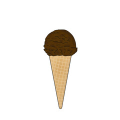 Hand draw illustration ice cream. Summer food, cold cream, frozen.Digital clipart gelato.Logo design, menu,restaurant