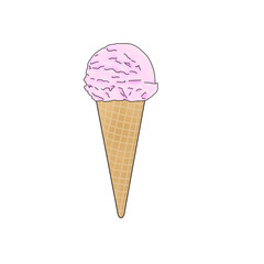 Hand draw illustration ice cream. Summer food, cold cream, frozen.Digital clipart gelato.Logo design, menu,restaurant