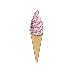 Hand draw illustration ice cream. Summer food, cold cream, frozen.Digital clipart gelato.Logo design, menu,restaurant