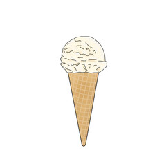 Hand draw illustration ice cream. Summer food, cold cream, frozen.Digital clipart gelato.Logo design, menu,restaurant