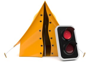 Tent with red traffic light