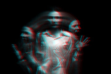 blurry female portrait of a psychotic with bipolar and schizophrenic disorders - obrazy, fototapety, plakaty
