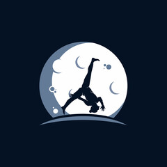 Gymnastic moon logo design template