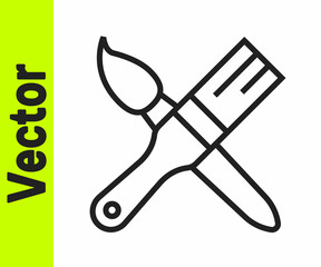 Black line Paint brush icon isolated on white background. Vector