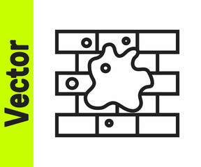 Black line Painting the house icon isolated on white background. Vector