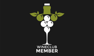Wine Club member, Drink, Party, Good Wine Vector Design