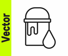 Black line Paint bucket icon isolated on white background. Vector