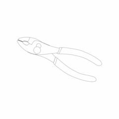 Slip joint pliers sketch vector graphics