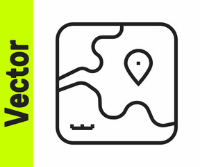 Black line Africa safari map icon isolated on white background. Vector