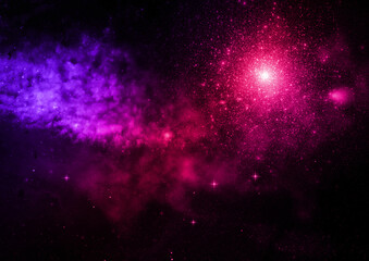 Star field in space and a nebulae. 3D rendering