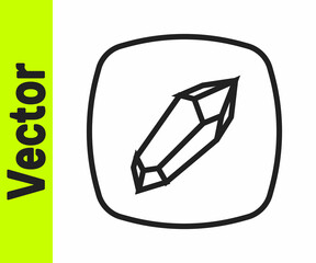 Black line Magic stone icon isolated on white background. Fantasy crystal. Jewelry gem for game. Vector