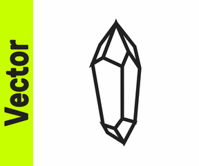 Black line Magic stone icon isolated on white background. Fantasy crystal. Jewelry gem for game. Vector