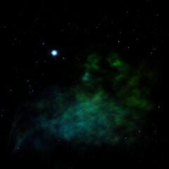 Star field in space and a nebulae. 3D rendering