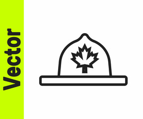 Black line Canadian ranger hat uniform icon isolated on white background. Vector