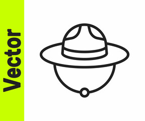 Black line Canadian ranger hat uniform icon isolated on white background. Vector