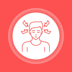 Headache color button icon. Allergy symptom, colds, flu.