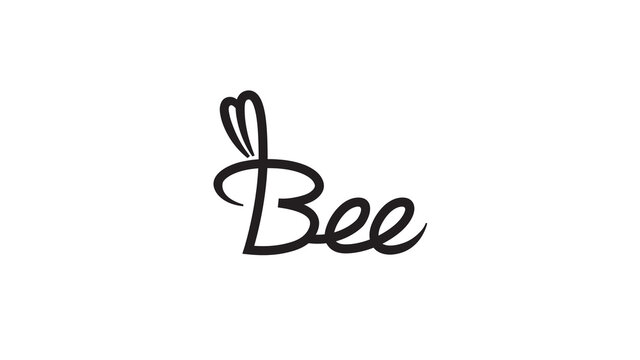 creative bee letter typography logo vector symbol sign
