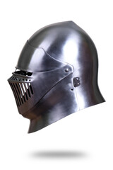Knight helmet on white. - 449665364