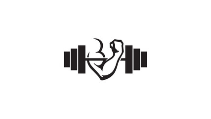 creative bicep bodybuilding equipement logo design vecto symbol