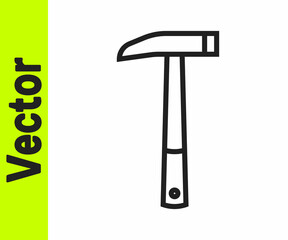 Black line Firefighter axe icon isolated on white background. Fire axe. Vector