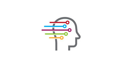 creative human brain colorful wires technology logo vector logo symbol