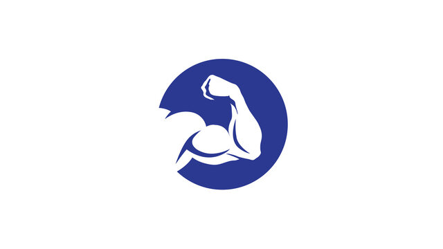 creative bodybuilding bicep logo vector symbol