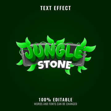jungle stone nature leaf game title logo text effect