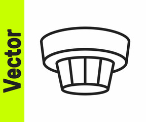 Black line Smoke alarm system icon isolated on white background. Smoke detector. Vector