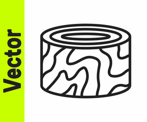 Black line Tree stump icon isolated on white background. Vector