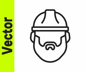 Black line Bearded lumberjack man icon isolated on white background. Vector