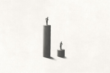 Illustration of business inequality status concept - obrazy, fototapety, plakaty