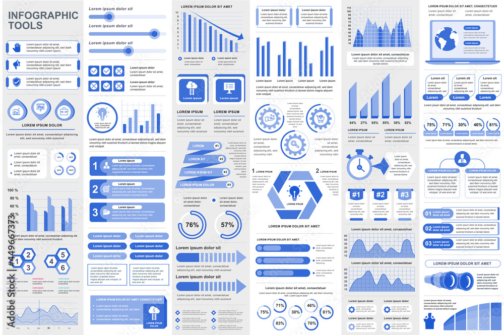 Leinwandbilder bundle infographic elements data visualization vector design template. can be used for steps, busine