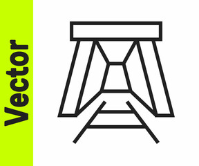 Black line Mine entrance icon isolated on white background. Vector