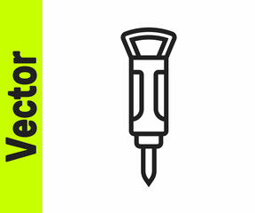 Black line Construction jackhammer icon isolated on white background. Vector