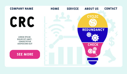 Vector website design template . CRC - Cyclic Redundancy Check acronym. business concept. illustration for website banner, marketing materials, business presentation, online advertising.