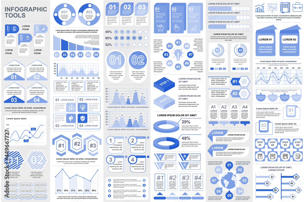 Aufkleber bundle infographic elements data visualization vector design template. can be used for steps, busine