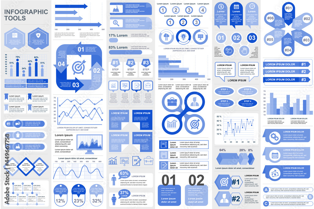 Leinwandbilder bundle infographic elements data visualization vector design template. can be used for steps, busine