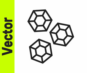 Black line Gem stone icon isolated on white background. Jewelry symbol. Diamond. Vector