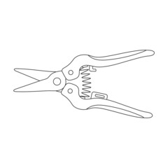 Secateur vector icon.Outline vector icon isolated on white background secateur.