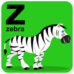 The alphabet cube with the letter Z is a zebra. Vector illustration on the theme of games and education.