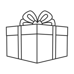 Gift box vector icon.Outline vector icon isolated on white background gift box .