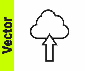 Black line Cloud upload icon isolated on white background. Vector