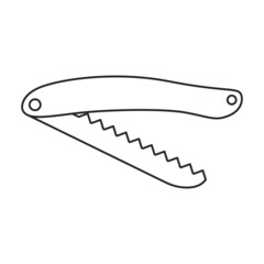 Small saw vector icon.Outline vector icon isolated on white background small saw .