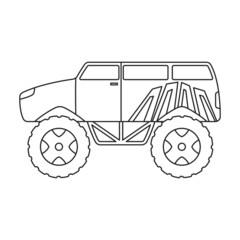Monster truck vector icon.Outline vector icon isolated on white background monster truck. © Svitlana