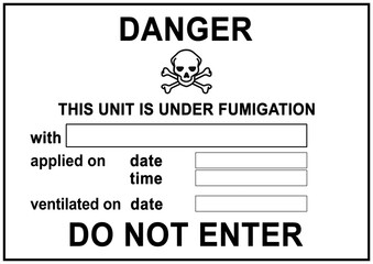 ccsn2 CargoContainerSignNew ccsn - english: marking with danger symbol: DANGER - THIS UNIT IS UNDER FUMIGATION - DO NOT ENTER - technical rules for hazardous substances - TRGS 512 - DIN A3 . e10665