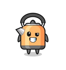 cute kettle mascot with an optimistic face