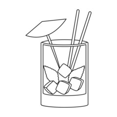 Summer cocktail vector icon.Outline vector icon isolated on white background summer cocktail.