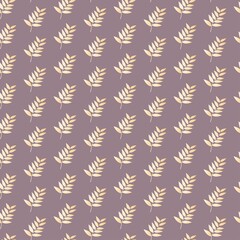 branch with leaves. plant seamless stylish print for clothing or print. pink bush on gold background