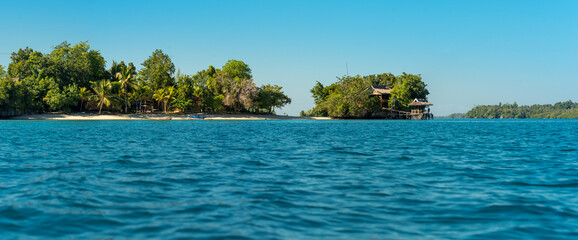 View to the resort island of Poyalisa in the Gulf of Tomini in Sulawesi. The Islands are a paradise...